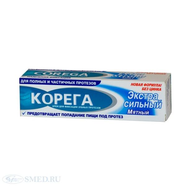 Изображение товара Корега крем для фиксации зубных протезов мятный (экстра сильный) 40гр Корега крем для фиксации зубных протезов мятный (экстра сильный) 40гр фотография